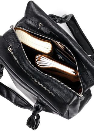 Практична жіноча сумка з ручками karya 20890 шкіряна чорний5 фото