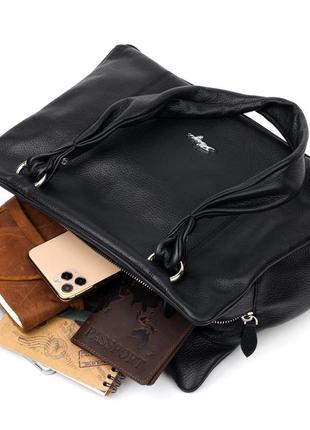 Практична жіноча сумка з ручками karya 20890 шкіряна чорний7 фото