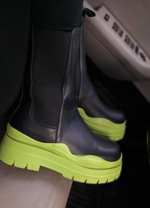 Женские высокие кожаные ботинки bottega veneta8 фото