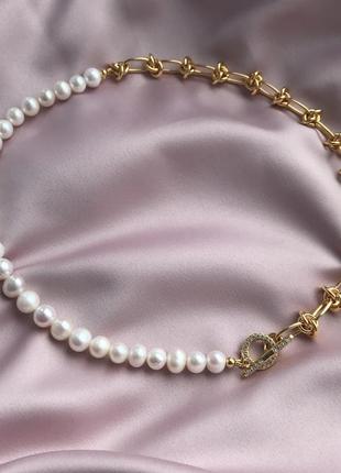 Чокер кольє намисто з річкових перлин