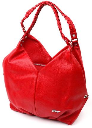 Многофункциональная женская сумка на плечо karya 20878 кожаная красный