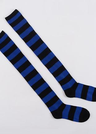Женские полосатые гольфы выше колен черно-синие полосатые гетры цветные2 фото