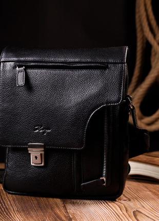Сумка-портфель на плечо karya 20904 кожаная черный9 фото