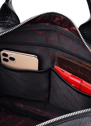 Прочная сумка-портфель из зернистой кожи karya 20872 черный5 фото