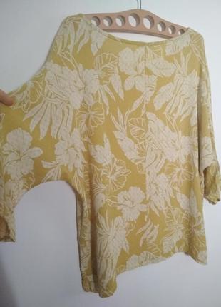 100% котон итальянская блузка роскошный принт райские цветы супер качество!5 фото