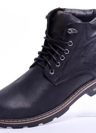 Ботинки кожаные зимние wrangler aviator black3 фото