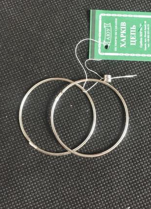 Новые красивые серебряные серьги кольца диаметр 31 мм серебро 925 пробы1 фото