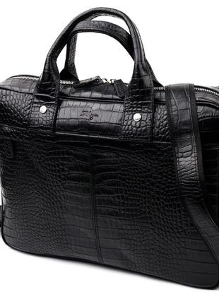 Красивая мужская сумка-портфель из фактурной кожи karya 20873 черный