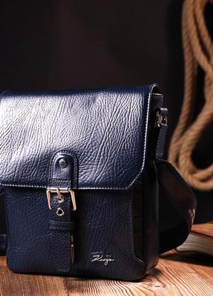 Практичная мужская сумка karya 20840 кожаная синий9 фото