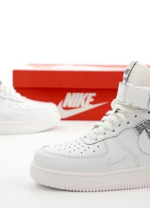 Женские высокие кожаные кроссовки nike air force tm (натуральная кожа, мех)#найк3 фото