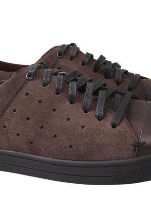 Кеди чоловічі з натуральної замші, на низькому ходу, на шнурівці, коричневі, україна vadrus