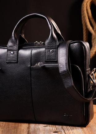 Прочная сумка-портфель из зернистой кожи karya 20872 черный10 фото