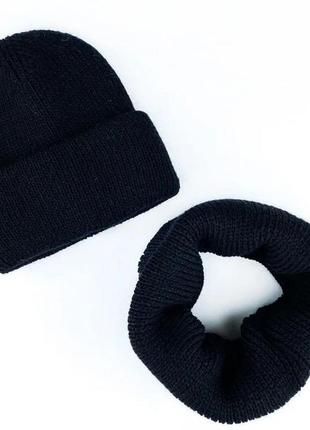 Женская теплая шапка с подворотом, вязаная зимняя шапка с флисом1 фото