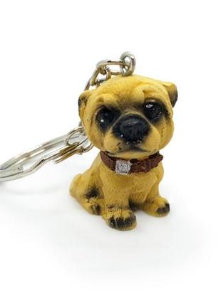 🥀🐕 милий брелок для ключів "жовтий цуцик мопс" щенок собака