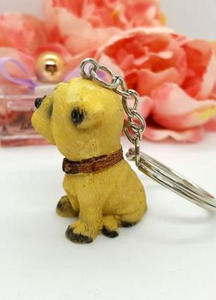 🥀🐕 милий брелок для ключів "жовтий цуцик мопс" щенок собака5 фото