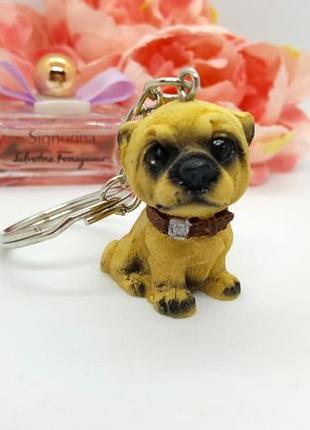 🥀🐕 милий брелок для ключів "жовтий цуцик мопс" щенок собака3 фото