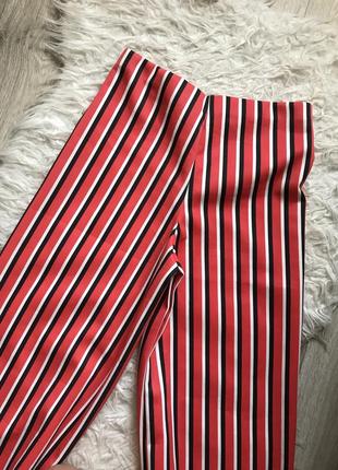 Штани штани кльош кюлоти червоні смугасті3 фото