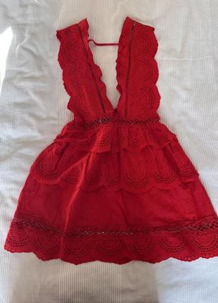 Платье коттон прошва красное pretty little things кружево4 фото