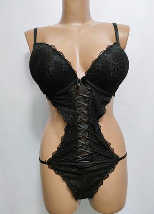 Censored body black  кружевной боди  пуш-ап 80d /6867/