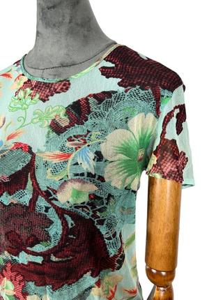 Різнокольорова футболка kenzo в принт та мілку  сітку2 фото