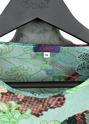 Різнокольорова футболка kenzo в принт та мілку  сітку3 фото