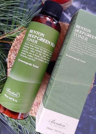 Тонер для обличчя з зеленим чаєм benton deep green tea toner 150мл1 фото