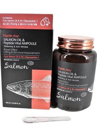 Ампульная сыворотка с пептидами и маслом лосося farmstay salmon 250 мл4 фото