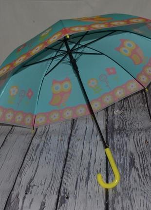 Парасоля парасолька дитяча тростина з яскравими картинками сова совушка5 фото