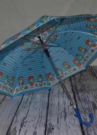 Зонтик зонт трость детский со свистком разные синий с девочками5 фото