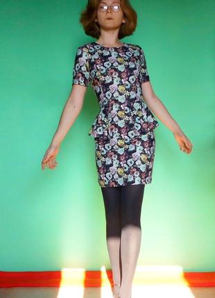 💥 успей купить дёшево!!! утонченное цветочное бизнес платье с баской