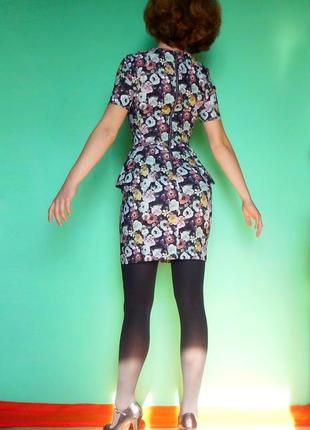 💥 успей купить дёшево!!! утонченное цветочное бизнес платье с баской2 фото