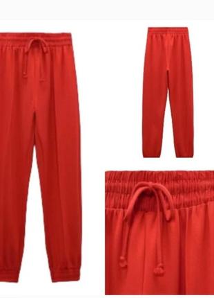 Zara брюки красные штаны джогеры jogger pants новые
размер s 
вискоза1 фото