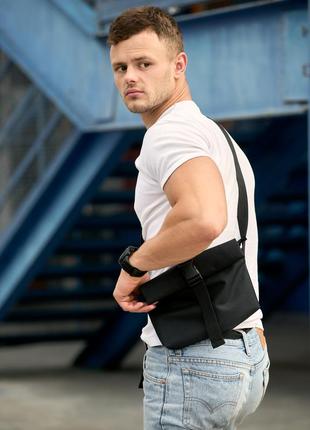 Чоловіча сумка через плече мессенджер sambag dalas чорна тканева