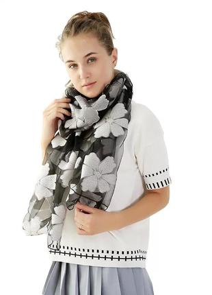 Женский шарфик серый - размер 180*68см, полиэстер2 фото