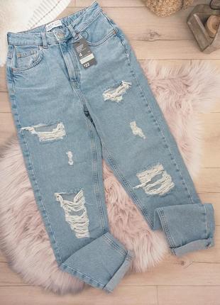 Жіночі джинси vintage ripped mom з високою посадкою від брендiв denimco & primark