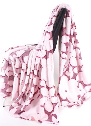 Плед микрофибра розового цвета в сумке 200×230 см