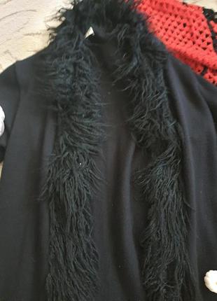 Вязаный кардиган пальто с мехом 46-48 р2 фото