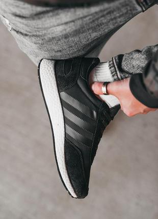 Замшевые кроссовки adidas iniki black white / замшеві кросівки7 фото