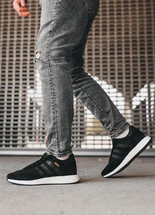 Замшевые кроссовки adidas iniki black white / замшеві кросівки1 фото