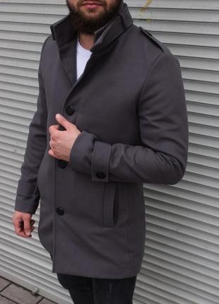 Чоловіче пальто сіре3 фото