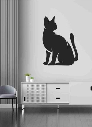 Наклейка на стену (стекло, мебель, зеркало, металл) "кошка (возможен любой цвет пленки)"1 фото
