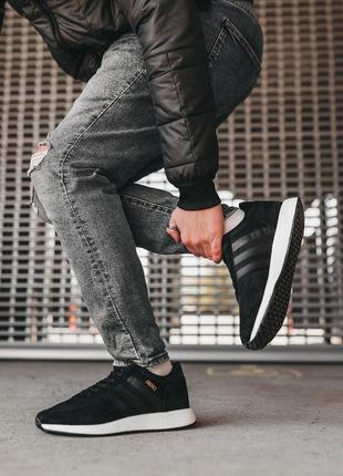 Замшевые кроссовки adidas iniki black white / замшеві кросівки4 фото