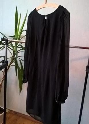 Черное шифоновое платье под поясочек4 фото