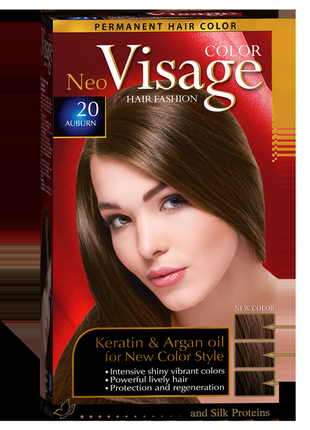 Cтійка фарба для волосся visage 20 каштановий, 50/50/20 мл(4518020)