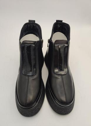 Шкіряні жіночі ботильйони черевики демісезонні чорні на платформі 37-40 женские ботильоны деми guero2 фото