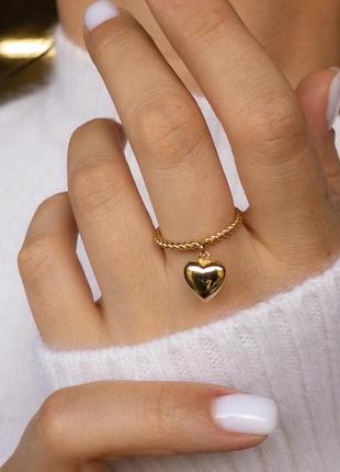Срібна s 925 каблучка «love» позолочена золотом au585.каблучка серце, каблучка плетена золота, мінімалізм3 фото
