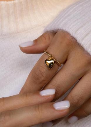 Срібна s 925 каблучка «love» позолочена золотом au585.каблучка серце, каблучка плетена золота, мінімалізм4 фото
