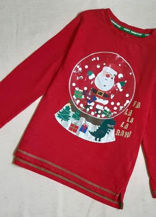 Рождественский лонгслив f&f англия "санта с подарками" на 6-7 лет (116-122см)