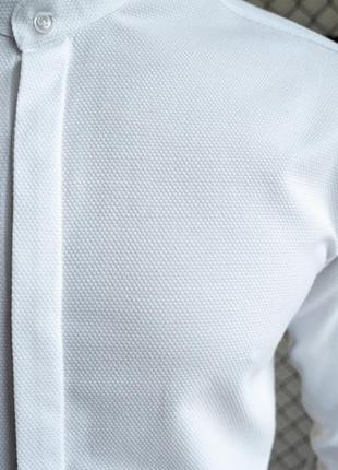 Чоловіча сорочка біла комір стійка3 фото