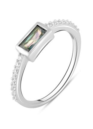 Серебряное кольцо с натуральным зеленым топазом мистик